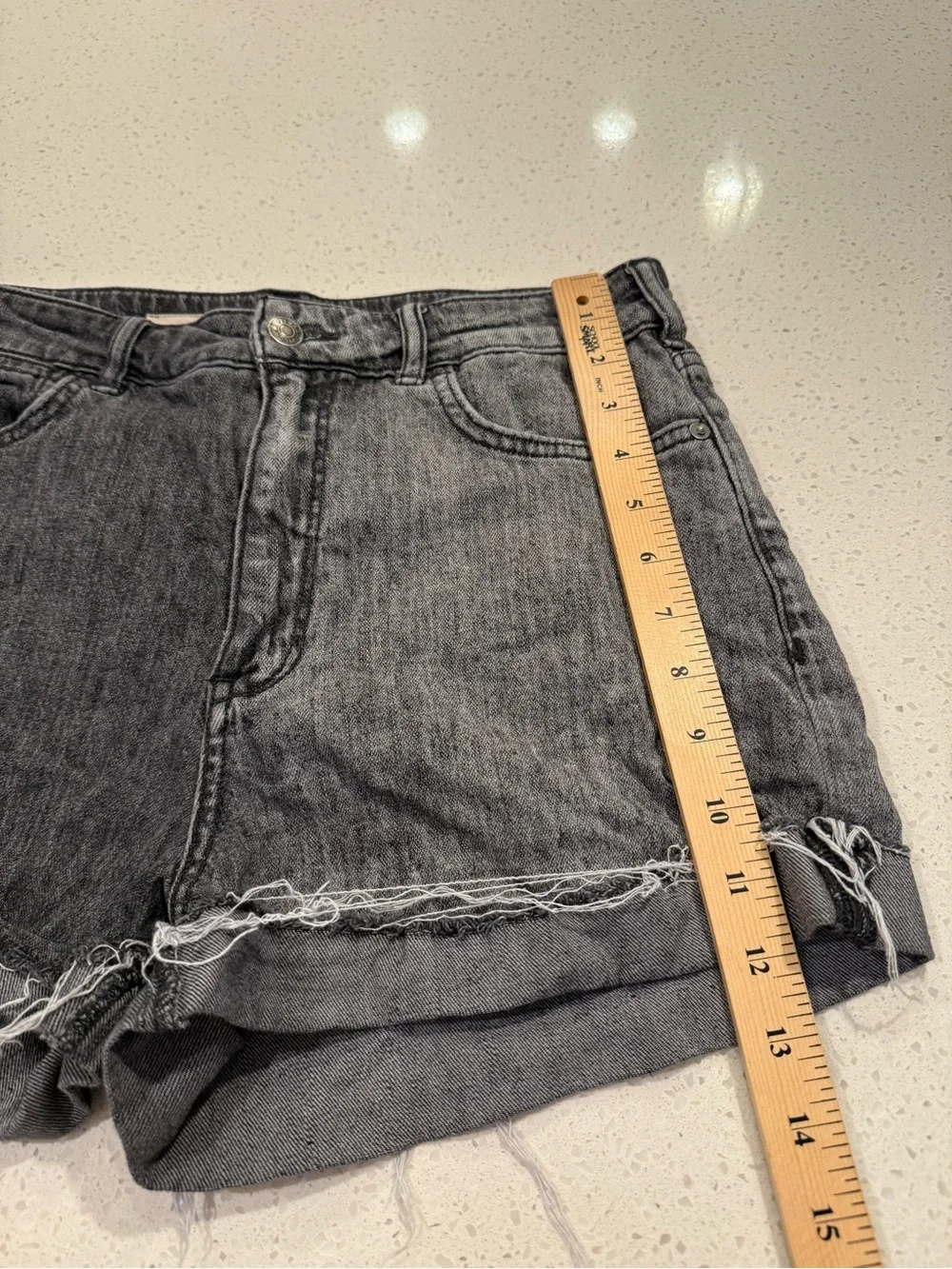 Anthropologie Pilcro Signature High Rise Shorts Colorblock Faded Black Grey 29 - Picture 3 of 15
